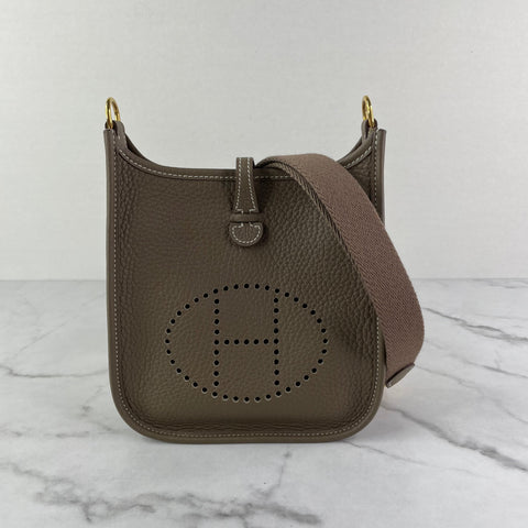 HERMÈS Mini Tpm Evelyne 16 Amazone Etoupe Clemence Leather Crossbody/Shoulder Bag