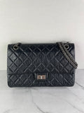 CHANEL Black Aged Calfskin Quilted 2.55 Reissue 226 Flap Bag