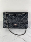 CHANEL Black Aged Calfskin Quilted 2.55 Reissue 226 Flap Bag