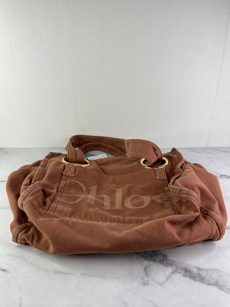 Chloé Wild Pink Medium Plage Canvas Tote Bag