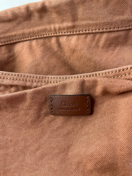 Chloé Wild Pink Medium Plage Canvas Tote Bag