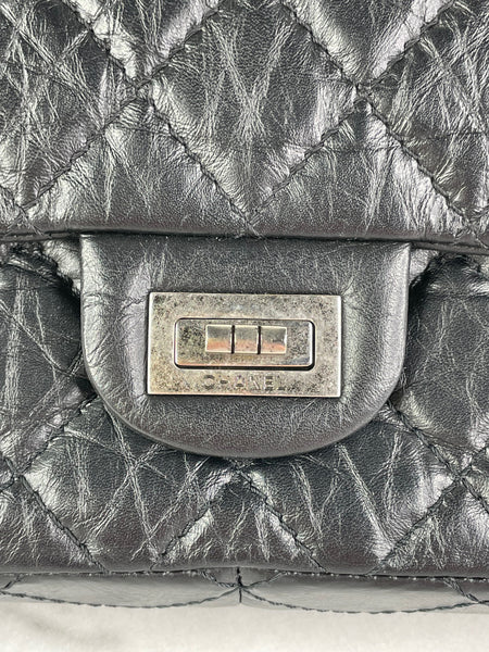 CHANEL Black Aged Calfskin Quilted 2.55 Reissue 226 Flap Bag