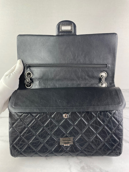 CHANEL Black Aged Calfskin Quilted 2.55 Reissue 226 Flap Bag