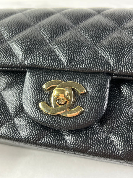 CHANEL Black Caviar Quilted Mini Rectangular Flap Bag