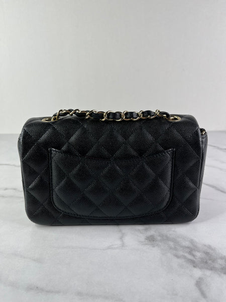 CHANEL Black Caviar Quilted Mini Rectangular Flap Bag