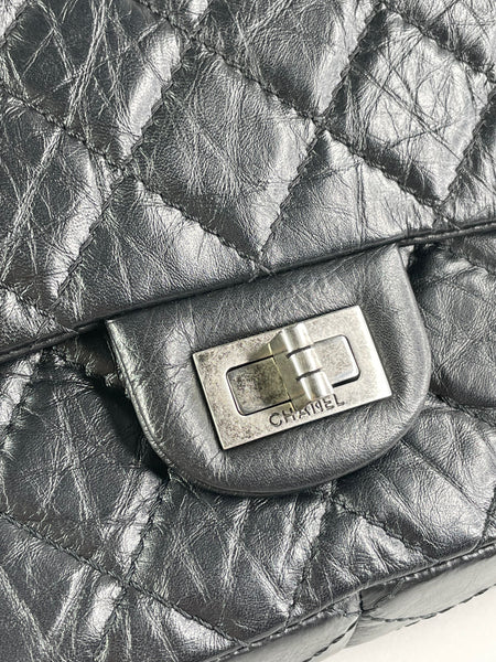 CHANEL Black Aged Calfskin Quilted 2.55 Reissue 226 Flap Bag