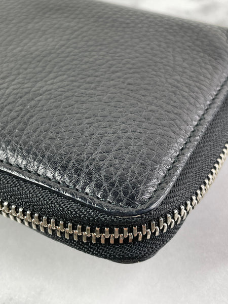 Tiffany Black Grained Leather Zip Wallet