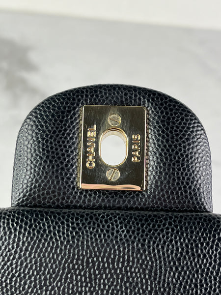 CHANEL Black Caviar Quilted Mini Rectangular Flap Bag