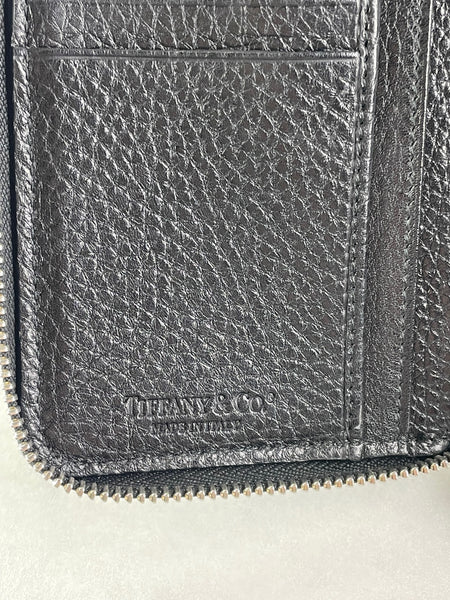 Tiffany Black Grained Leather Zip Wallet
