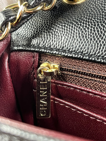 CHANEL Black Caviar Quilted Mini Rectangular Flap Bag