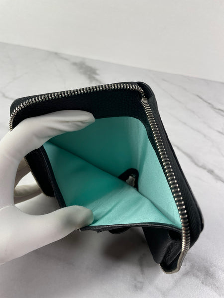 Tiffany Black Grained Leather Zip Wallet
