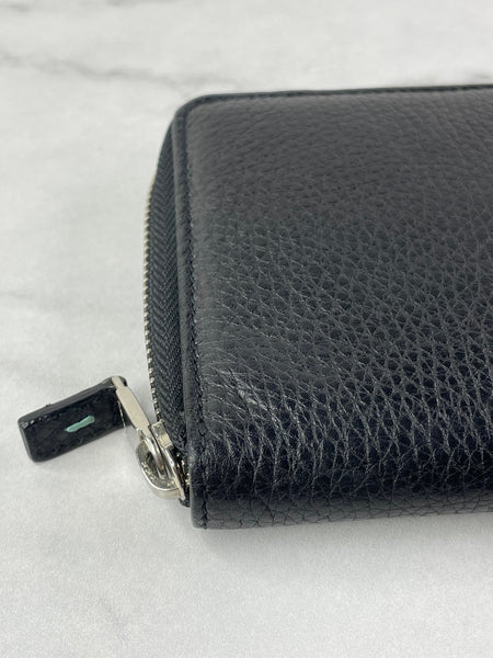 Tiffany Black Grained Leather Zip Wallet