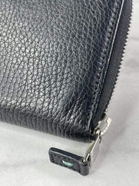 Tiffany Black Grained Leather Zip Wallet