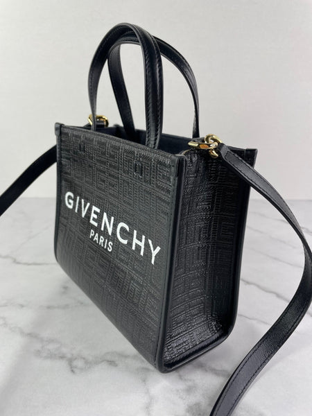 GIVENCHY Black Mini G Tote Embossed Coated Canvas Shoulder/Crossbody Bag