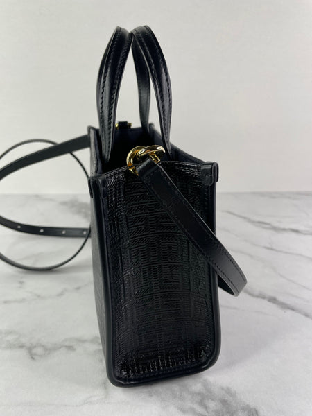 GIVENCHY Black Mini G Tote Embossed Coated Canvas Shoulder/Crossbody Bag