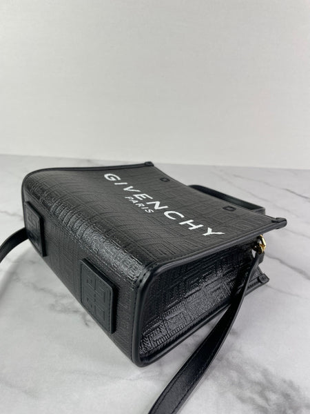 GIVENCHY Black Mini G Tote Embossed Coated Canvas Shoulder/Crossbody Bag