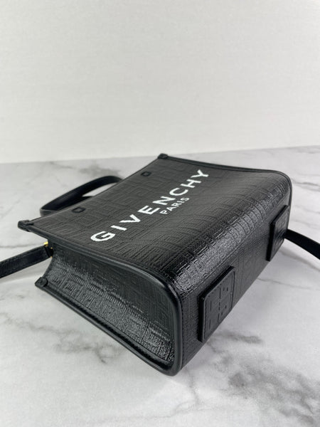 GIVENCHY Black Mini G Tote Embossed Coated Canvas Shoulder/Crossbody Bag