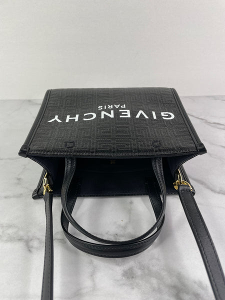 GIVENCHY Black Mini G Tote Embossed Coated Canvas Shoulder/Crossbody Bag
