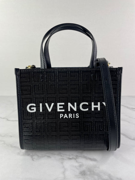 GIVENCHY Black Mini G Tote Embossed Coated Canvas Shoulder/Crossbody Bag