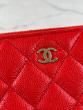 CHANEL Red Caviar Long Zipped Wallet