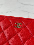 CHANEL Red Caviar Long Zipped Wallet