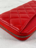 CHANEL Red Caviar Long Zipped Wallet