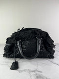 PRADA Black Lace And Leather Pizzo S Satchel Bag