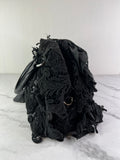 PRADA Black Lace And Leather Pizzo S Satchel Bag