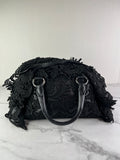 PRADA Black Lace And Leather Pizzo S Satchel Bag