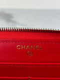 CHANEL Red Caviar Long Zipped Wallet