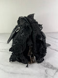 PRADA Black Lace And Leather Pizzo S Satchel Bag