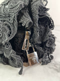 PRADA Black Lace And Leather Pizzo S Satchel Bag