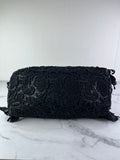 PRADA Black Lace And Leather Pizzo S Satchel Bag