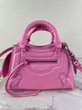 BALENCIAGA Rose Pink Cake Calfskin Tonal Hardware Mini Neo Classic City Crossbody/Shoulder Bag