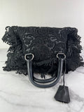 PRADA Black Lace And Leather Pizzo S Satchel Bag