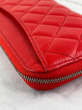 CHANEL Red Caviar Long Zipped Wallet