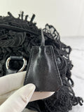 PRADA Black Lace And Leather Pizzo S Satchel Bag