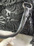 PRADA Black Lace And Leather Pizzo S Satchel Bag