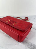 CHANEL Red Caviar Quilted Medium CC Filigree Flap Crossbody/Shoulder Bag