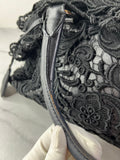 PRADA Black Lace And Leather Pizzo S Satchel Bag