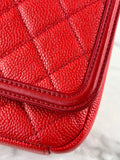 CHANEL Red Caviar Quilted Medium CC Filigree Flap Crossbody/Shoulder Bag