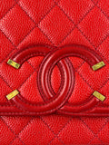 CHANEL Red Caviar Quilted Medium CC Filigree Flap Crossbody/Shoulder Bag