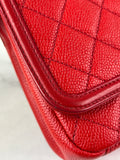 CHANEL Red Caviar Quilted Medium CC Filigree Flap Crossbody/Shoulder Bag