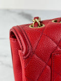 CHANEL Red Caviar Quilted Medium CC Filigree Flap Crossbody/Shoulder Bag