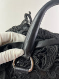 PRADA Black Lace And Leather Pizzo S Satchel Bag