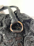 PRADA Black Lace And Leather Pizzo S Satchel Bag