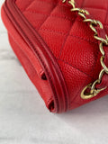 CHANEL Red Caviar Quilted Medium CC Filigree Flap Crossbody/Shoulder Bag