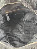 PRADA Black Lace And Leather Pizzo S Satchel Bag