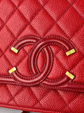 CHANEL Red Caviar Quilted Medium CC Filigree Flap Crossbody/Shoulder Bag