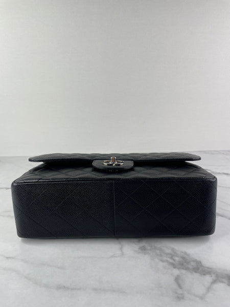 CHANEL Black Caviar Classic Jumbo Double Flap Bag